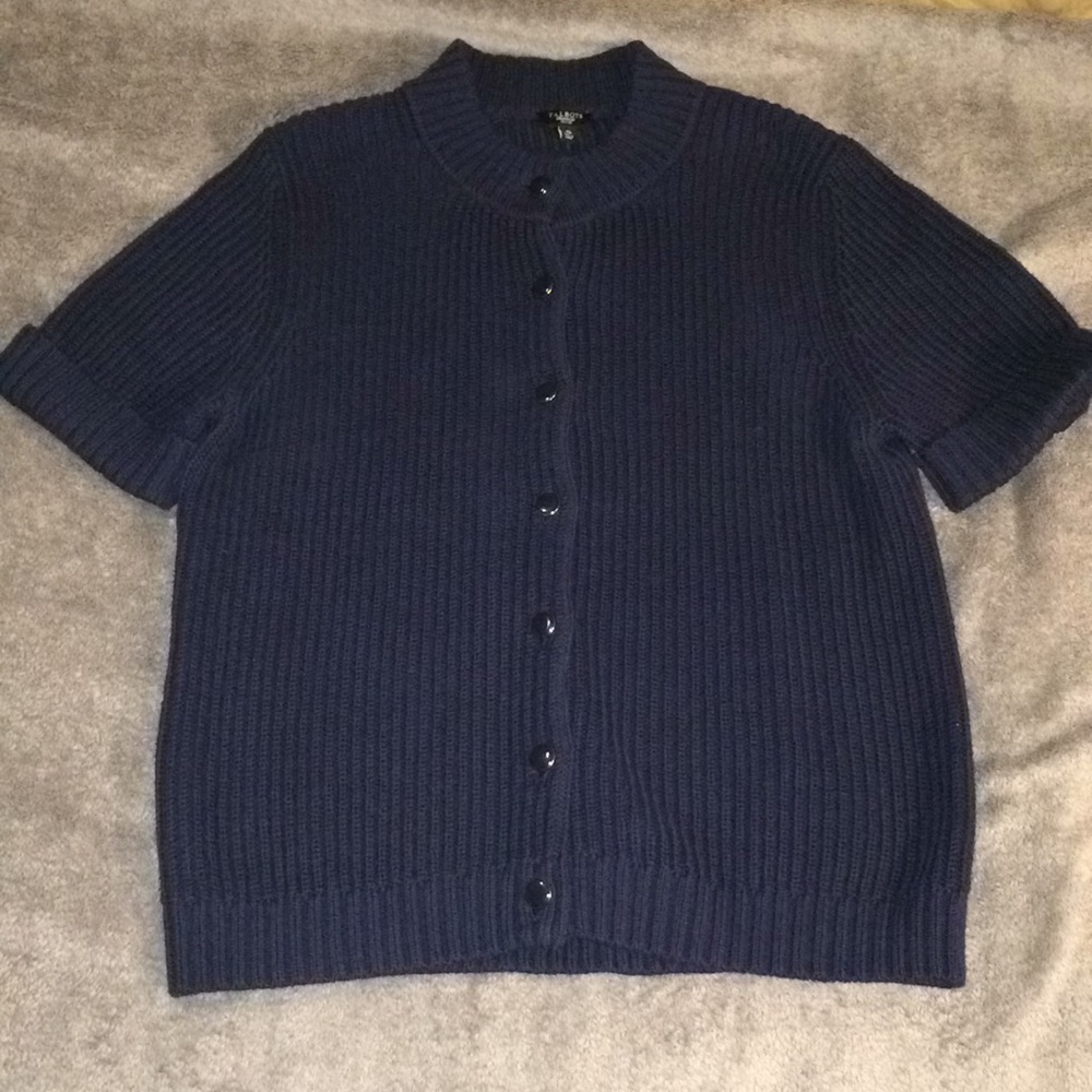 Talbots Chunky Cable Knit Sweater Petite XL Navy